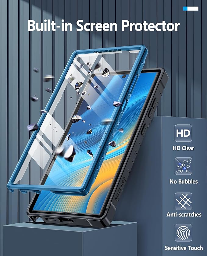 FNTCASE for 11 Pro XL Case Rugged Kickstand 2 Front Frames Black | Built-in Screen Protector 20FT Military-Grade Drop Protection Rugged Heavy Duty Shockproof Full Body Protective Cover