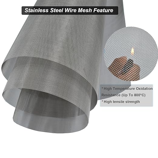 304 Stainless Steel Mesh 40Mesh, 15.7"x47.2" Metal Mesh Screen, Woven Fine Wire