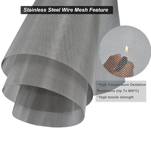 304 Stainless Steel Mesh 60Mesh, 15.7"x47.2" Metal Mesh Screen, Woven Fine Wire