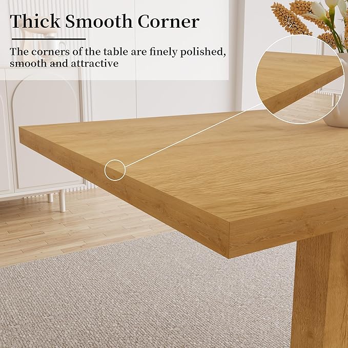 Modern 46" Dining Table, Rectangular Kitchen Table with Oak Finish, Compact Dining Room Table for 4, Sturdy Construction for Home, Apartment, Small Spaces (Table)