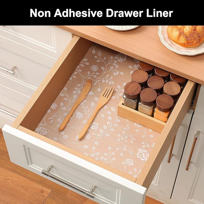 Cooyes Shelf Liner – Premium Non-Adhesive Cabinet & Drawer Liner for Kitchen – Waterproof Shelf Paper with Modern Pattern – Durable EVA Cabinet Mat – Easy to Cut （17.5" W x 197" L）