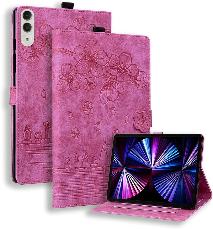 Case for Honor MagicPad 3 Pro 12.3 12.3 2026Multi-Angle Viewing PU Leather Folio Stand Cover with Pencil HolderShockproof Protective Case for Honor MagicPad 3 Pro 12.3 2026Rose Red