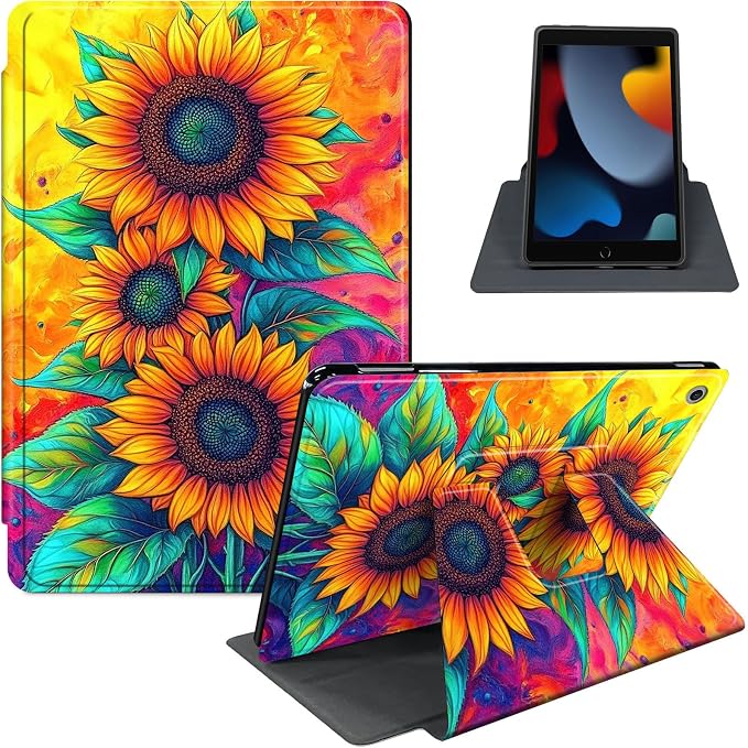 for iPad 11th Generation (A16 2025) 11 / iPad 10th Gen 10.9 2022 Case 360° Rotating PU Leather Stand Cover with Auto Sleep/Wake Shockproof TPU Backl Raccoon Perched