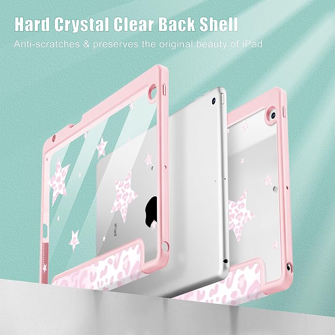 Tuiklol for iPad 10.2 inch 9th / 8th / 7th Gen 2021 2020 2019 Release Case | Built in Pencil Holder - TPU Protection Trifold Stand Stand Clear Back Tablet Cover With Auto Wake/Sleep Blue berries