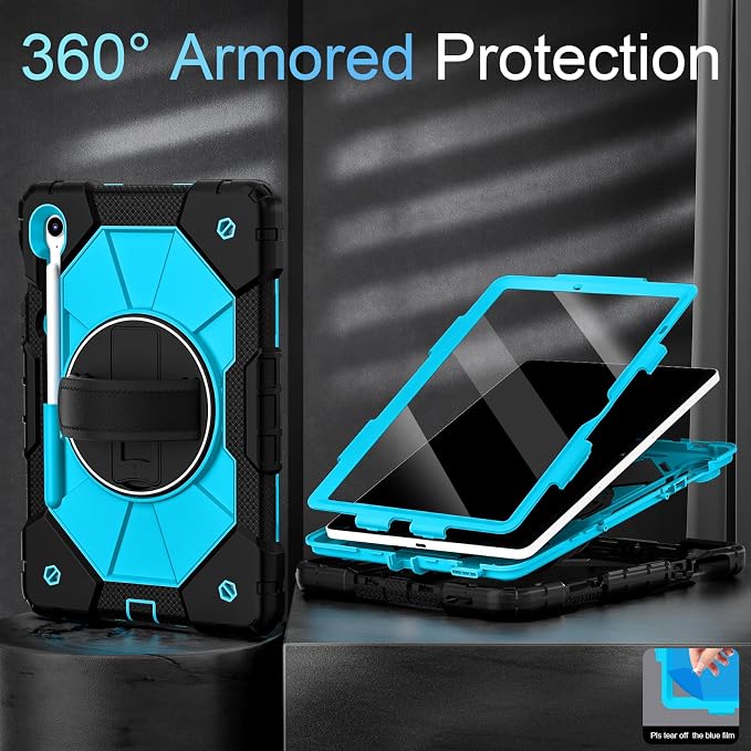 Case for Samsung Galaxy Tab S10 Lite/S10 FE/S9 FE /S9 Tablet Case 10.9/11 Inch with Rotate Stand &amp Hand Strap Screen Protector Pen Holder for Galaxy Tab S10 FE Cases Black