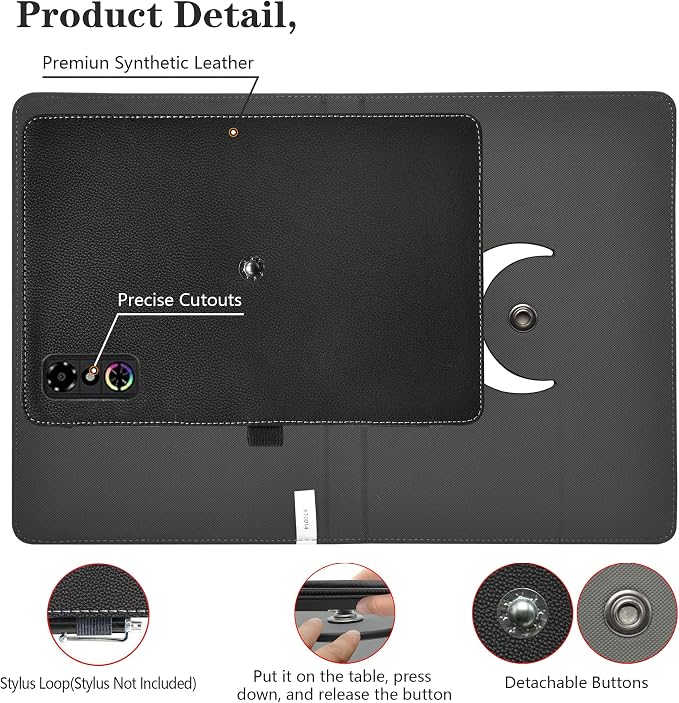 LiuShan Compatible with REDMAGIC Astra caseZuleisy E8A case360 Degree Rotation Stand PU Cover for REDMAGIC Astra 9 Inch Tablet(Not Fit Other Tablet)Black