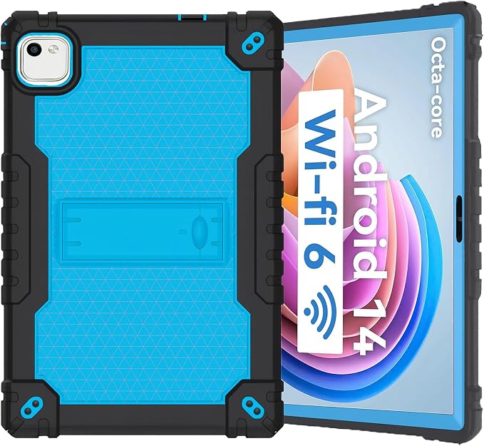 for HNVHNV/Aiprotablet/kelankeke K10 Tablet 10 inch Android Tablets Case Built in Kickstand Heavy Duty Hybrid Protective Case Hard Back Shell Case with Shoulder Strap (Black)