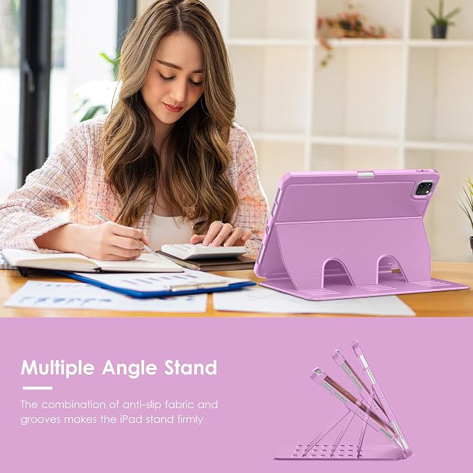 VIKESI Case for iPad Pro 11 inch (M5/M4) 2025/2024Multiple Angles Magnetic Stand CoverShockproof BackPencil Holderand Auto Sleep/WakeBlack