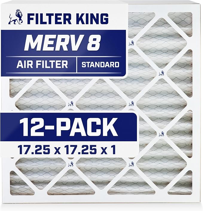 Filter King 17.25x17.25x1 Air Filter | 12-PACK | MERV 8 HVAC Pleated A/C