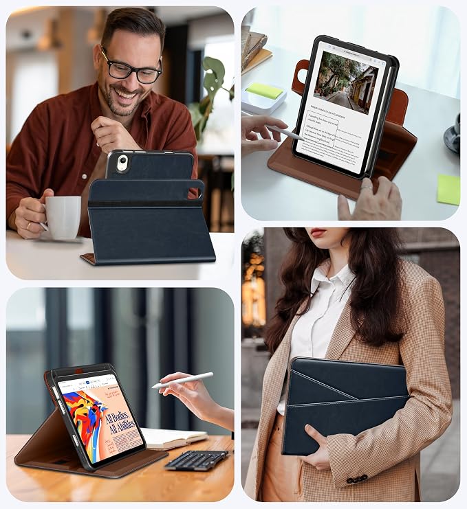 DTTO for iPad mini 7 A17 Pro 2024 aslo fit iPad mini 6 2021 Brown | 360 Degree Rotating Premium Faux Leather Folio Stand Cover with Pencil Holder Auto Sleep/Wake Multiple Angles Hand Strap