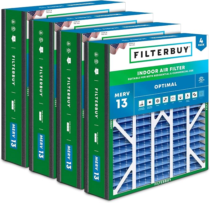 Filterbuy 20x20x5 Air Filter MERV 13 Optimal Smoke & Allergy Defense,