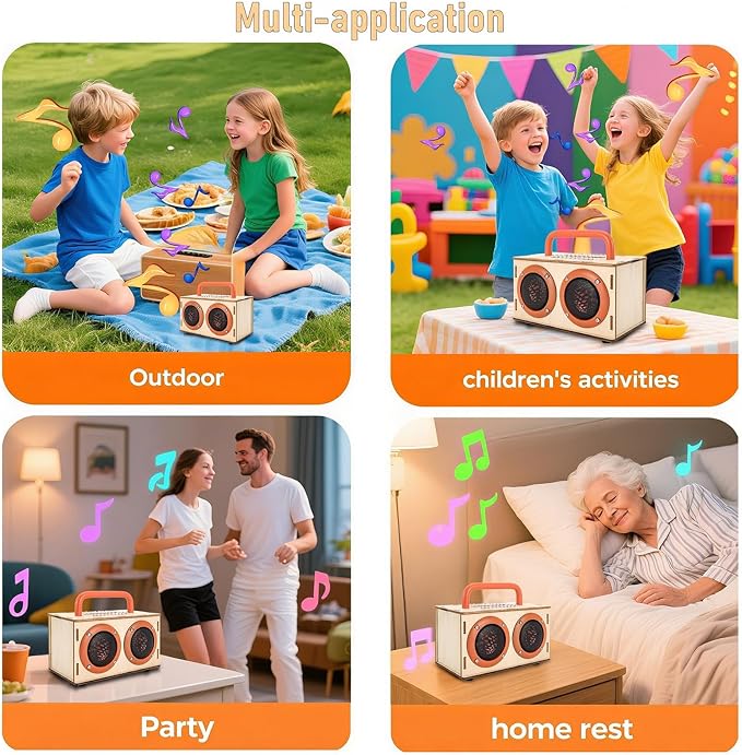 STEM Projects for Kids & Adults Age 8-12, Build Bluetooth Speaker Kit, DIY Crafts Science Experiment Electronics Sound Amplifier Set, Birthday Gifts for 9 11 13 14 15 16 Teens Boys with Orange Handle