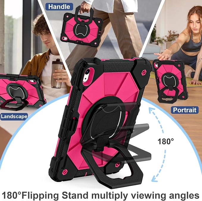 Scnioy Case for iPad (A16) 11th Generation 11 Inch (2025) / iPad 10th Generation Case 10.9 Inch (2022) with 360° Rotating Stand Screen Protector Pen Holder Shoulder Strap Black