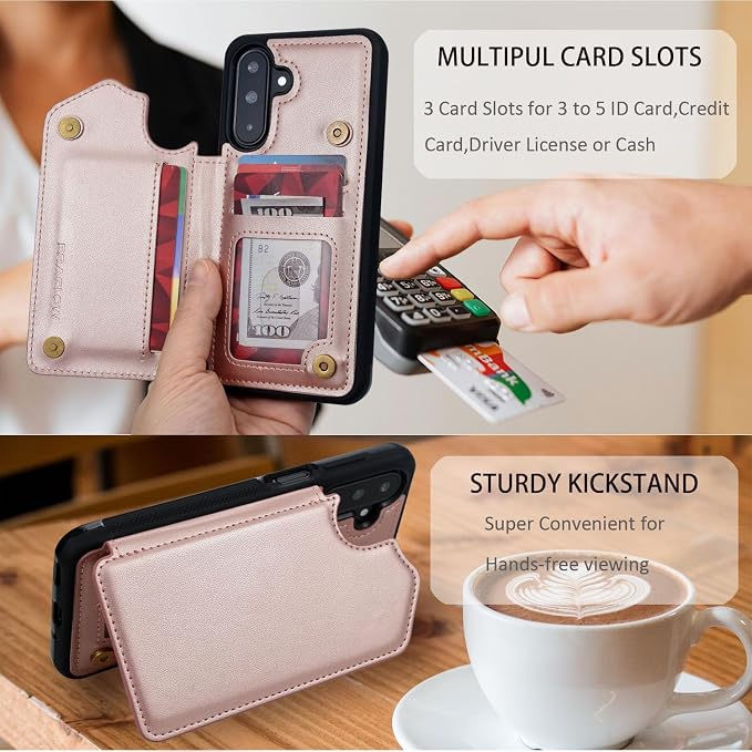 Wallet Case for Samsung Galaxy A17 5G 2025 RFID Blocking Card Holders| Kickstand | Shockproof TPU Shell | PU Leather | Magnetic Closure | Protective Flip Folio Cover | Black