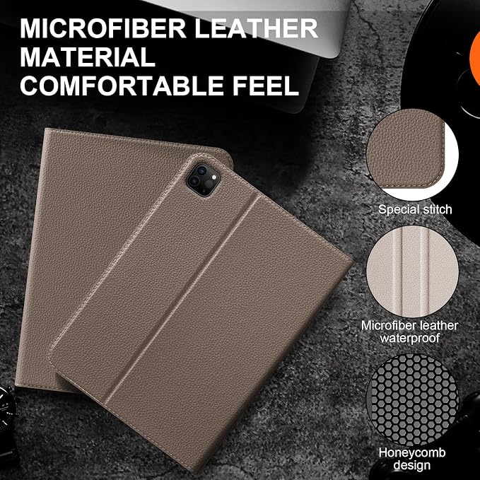 Microfiber Leather Case for iPad Pro 11 Inch (M4/M5) Black | 2024/2025 Auto Wake/Sleep slim Multiple Viewing Angles Shockproof Protective Stand