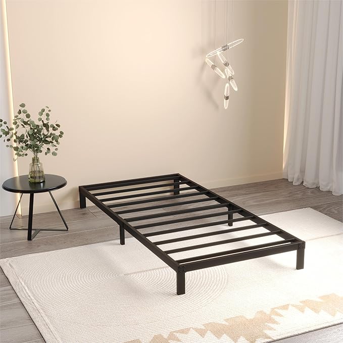 XL Twin Bed Frame No Box Spring Needed, 8 Inch Heavy Duty Metal Twin XL Platform Bed Frame Support Up to 2500 lbs, Easy Assembly, Noise Free, Black