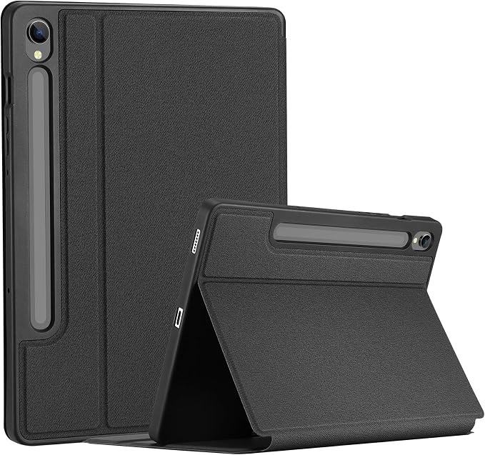 ProCase Slim Stand Case for Galaxy Tab S10 FE / S9 FE 10.9 Black | Fits Galaxy Tab S10 FE / S9 FE 10.9 (SM-X520 / SM-X510) Built-In S Pen Holder Case Features Trifold Stand