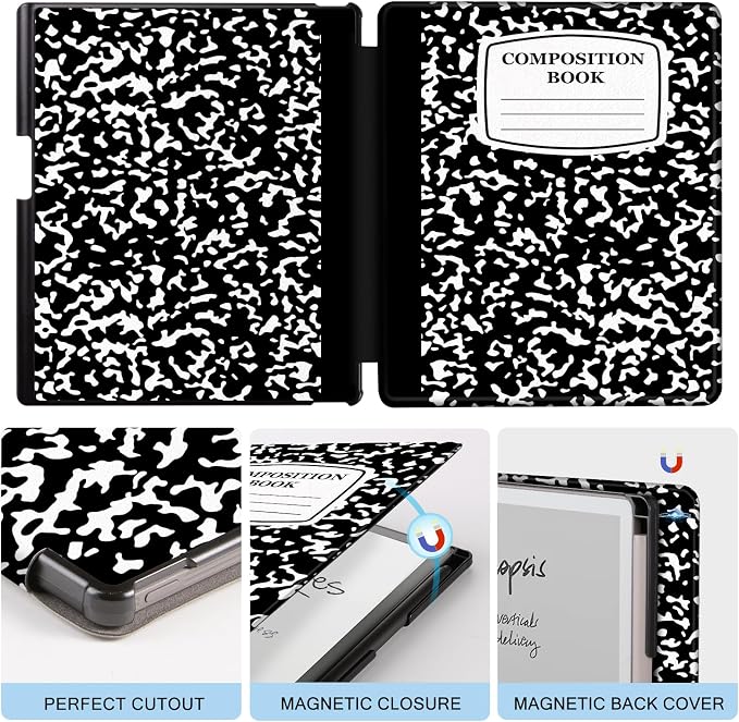 CoBak Stand Case for Remarkable 2 Paper Tablet 2020 10.3 with Hand Strap | Lightweight and Hard Back Shell Protective Book Folio Cover with 2 Kickstand Stand Angles and Pen Holder Features Black