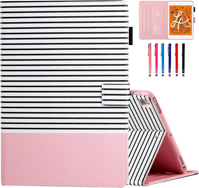 Case for iPad mini 1 2 3 4 Mini 5 Leather Smart Kickstand Case Flip Wallet Protective Case Compatible with iPad mini 1 2 3 4 Mini 5 2019 Pink Gold Marble
