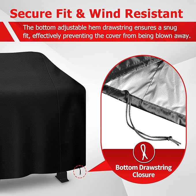 iCOVER Grill Cover, 55 inch BBQ Grill Cover for Outdoor Grill, Anti-UV & Fade Resistant Gas Grill Cover, Waterproof Barbecue Grill Covers for Weber, Char-Broil, Nexgrill and More, Black
