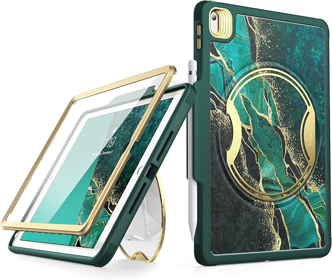 Clayco Nebula Case for iPad 9th/8th/7th Generation Case 10.2 Inch 2021/2020/2019 Multi-Angle Viewing Full Body Stand Cover for iPad 10.2 with Built-in Screen Protector &amp Pencil Holder Ocean