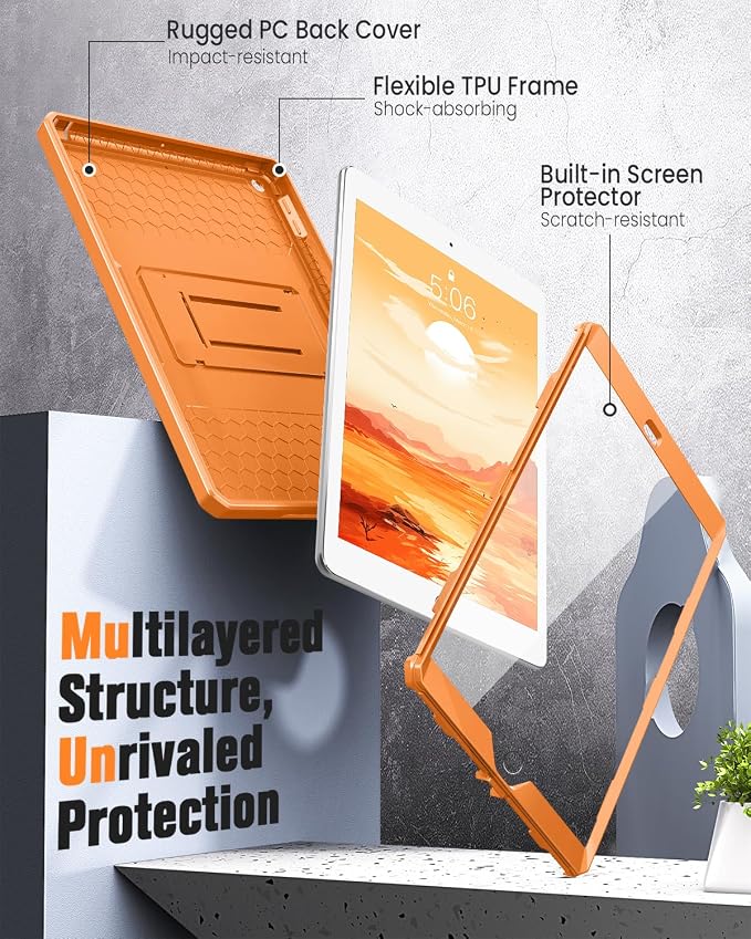 MoKo Shockproof Case Fit 2018/2017 iPad 9.7 6th/5th Generation Black | Heavy Duty Shockproof Full Body Rugged Hybrid Cover with Built-in Screen Protector for Apple iPad 9.7 Inch 2018/2017