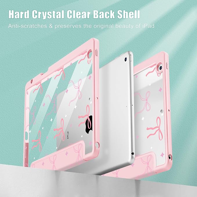 Tuiklol for iPad 10.2 inch 9th / 8th / 7th Gen 2021 2020 2019 Release Case | Built in Pencil Holder - TPU Protection Trifold Stand Stand Clear Back Tablet Cover With Auto Wake/Sleep Blue berries