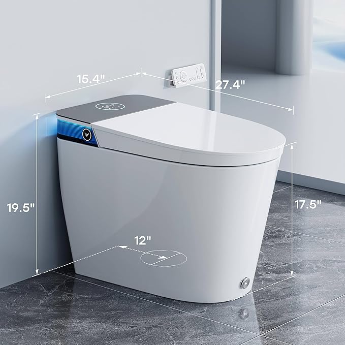 HOROW Artistic Bidet Toilet, Smart Toilet with ADA Chair Height, MAP 1000g Powerful Flush, Auto Open/Close Lid, Instant Warm Water, Elongated Heated Seat, Deodorization