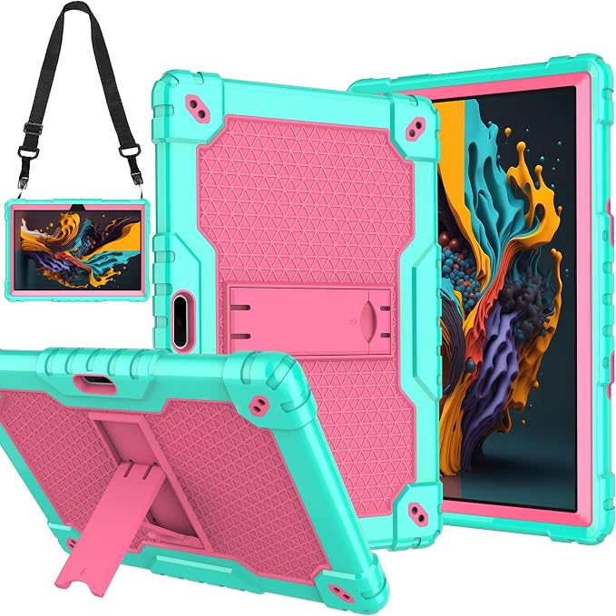 case for Dragon Touch Notepad K10 MAX10 Plus Case Built in Stand Shoulder Strap for FEONAL K118 K101 Veidoo T80 Plus 10.1 inches Tablet (Black/Black)