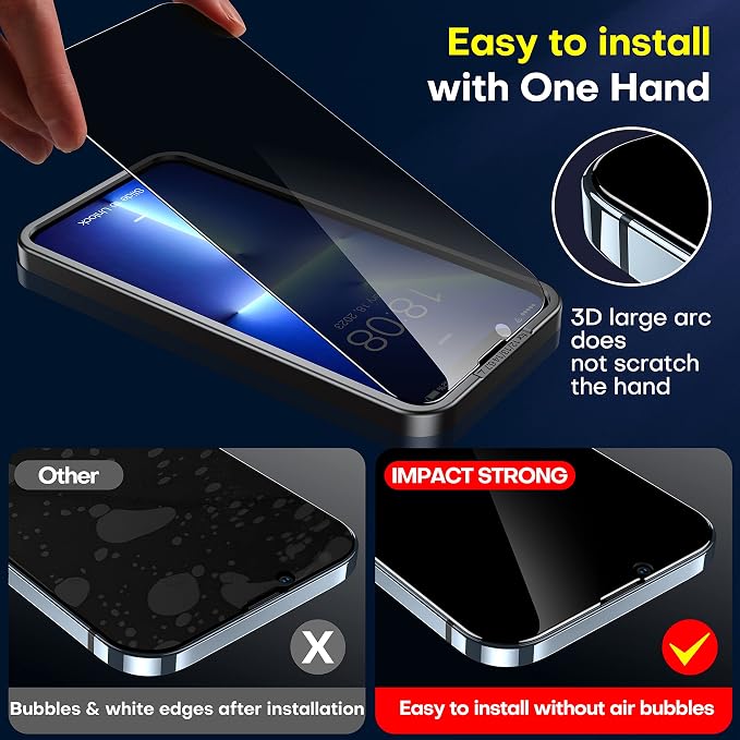 ImpactStrong Anti-Spy Privacy Screen Protector for iPhone 11 / iPhone XR (6.1-Inch) 9H Tempered Glass Shatter-Resistant Anti-Scratch Easy Install Kit Case Friendly 2-Pack