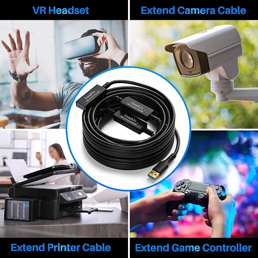 3 Pack USB 3.0 Extension Cable 10 Feet USB A Male to Female Extender Cord 5Gbps Data Transfer for Webcam Printer Keyboard Mouse Flash Drive Hard Drive Controller Black Cable with 5 Cable Ties