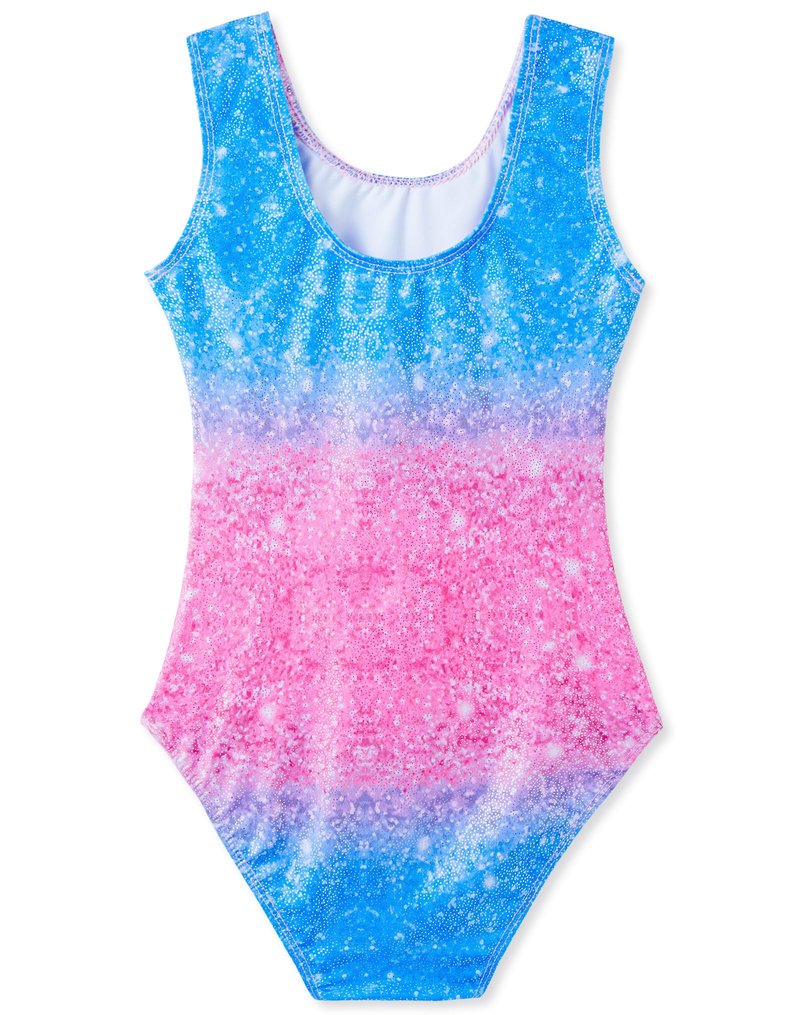Domusgo Gymnastics Leotards for Girls 8-9 Years Old Blue Pink Star Sky Sparkly One Piece Tumbling Outfits