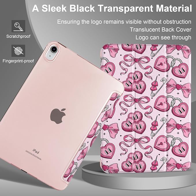 MecBevia Case for iPad (A16) 11th Generation 11 Inch (2025) iPad 10th Generation 10.9 Inch (2022) Hard PC Back Cover Auto Wake/Sleep Pastel Waves