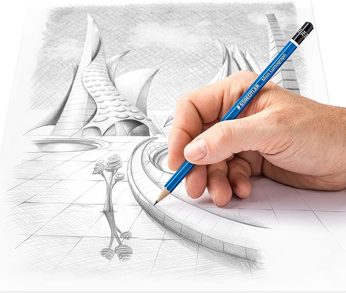 STAEDTLER Mars Lumograph 7H Graphite Art Drawing Pencil, Hard, Break-Resistant Bonded Lead, 12 Pack, 100-7H, Blue (100-7H VE)