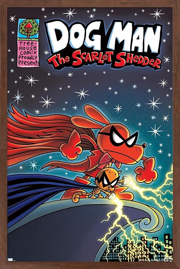 Dog Man - The Scarlet Shedder Wall Poster, 34L" x 22.4W", Mahogany Framed Version