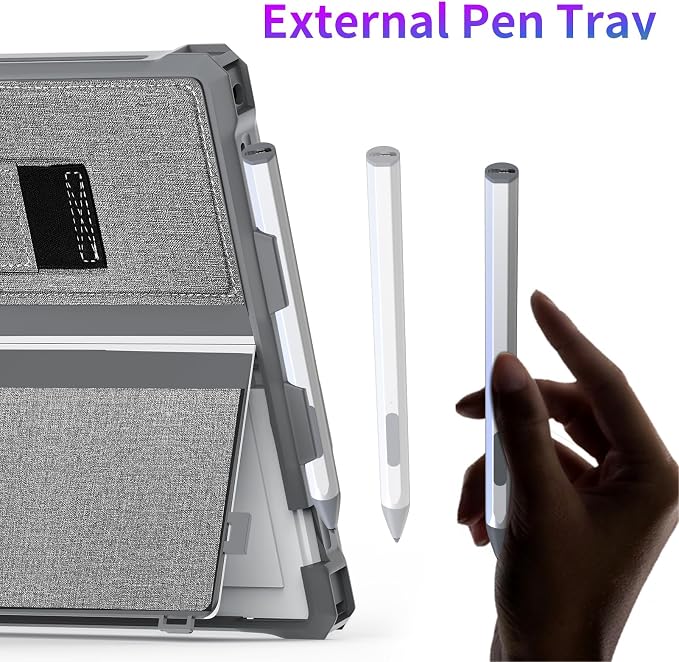 Case Fit 12.3 Microsoft Surface Pro 7 Plus/7/6/5/4/LTENavy Gray | TPU&ampPU Drop Protection Hand Strap Pen Holder Keyboard Compatible