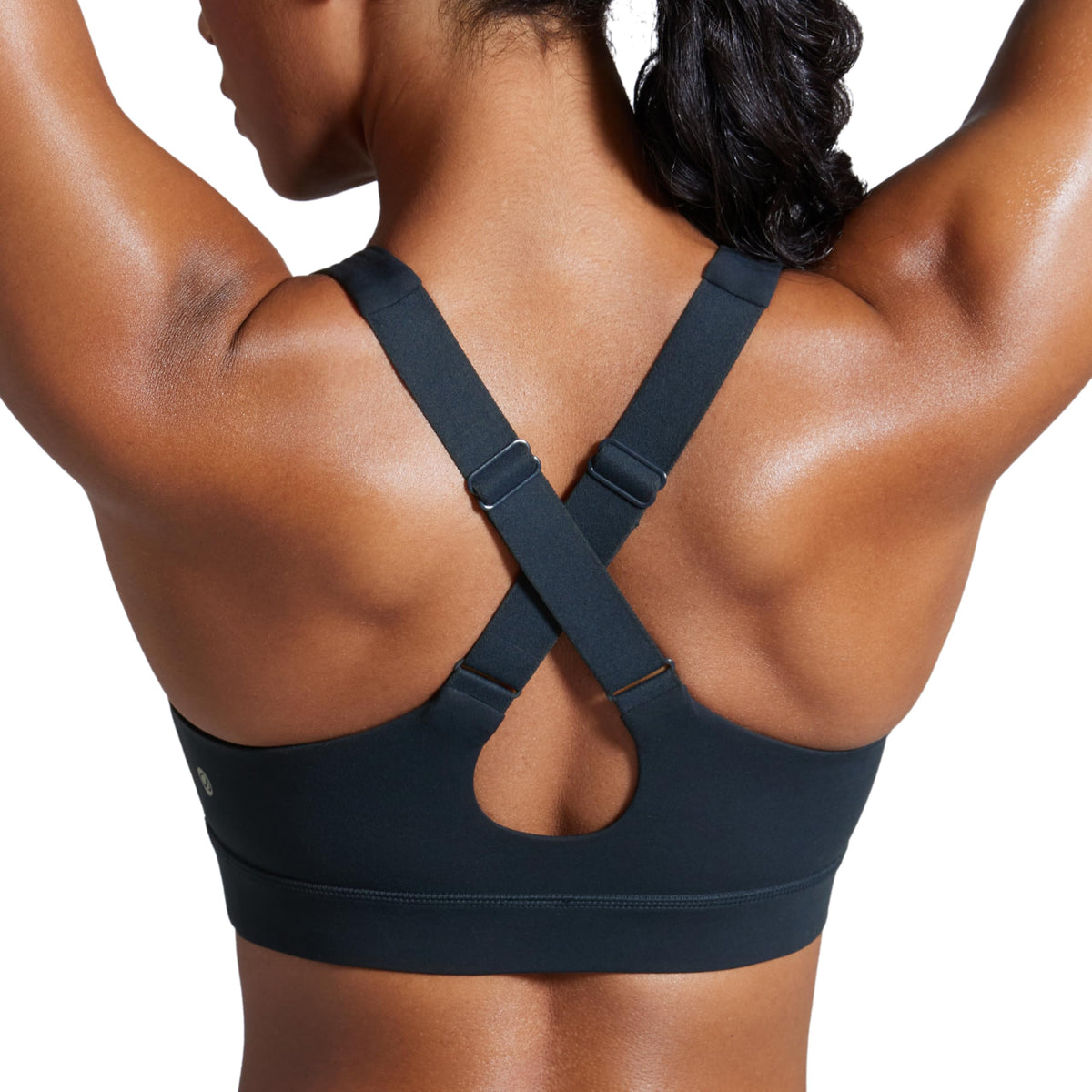 CRZ YOGA Butterbreeze Criss Cross Back Sports Bras for Women - V Neck Adjustable Straps Padded Workout Training Crop Top True Navy Small