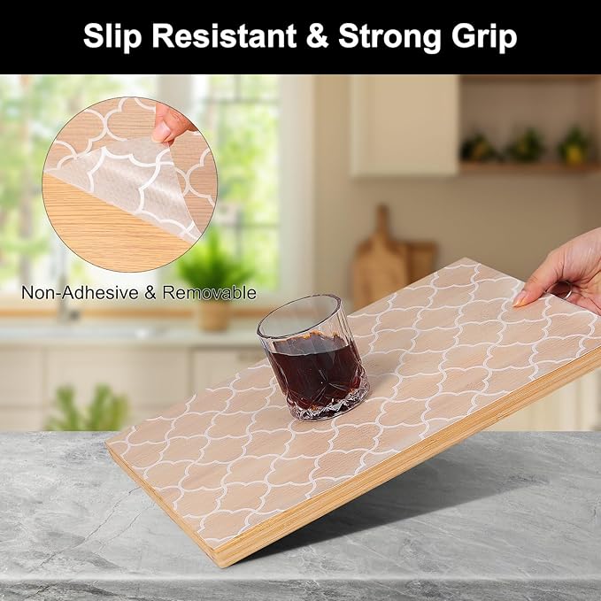 Cooyes Shelf Liner – Premium Non-Adhesive Cabinet & Drawer Liner for Kitchen – Waterproof Shelf Paper with Modern Pattern – Durable EVA Cabinet Mat – Easy to Cut （24" W x 120" L）