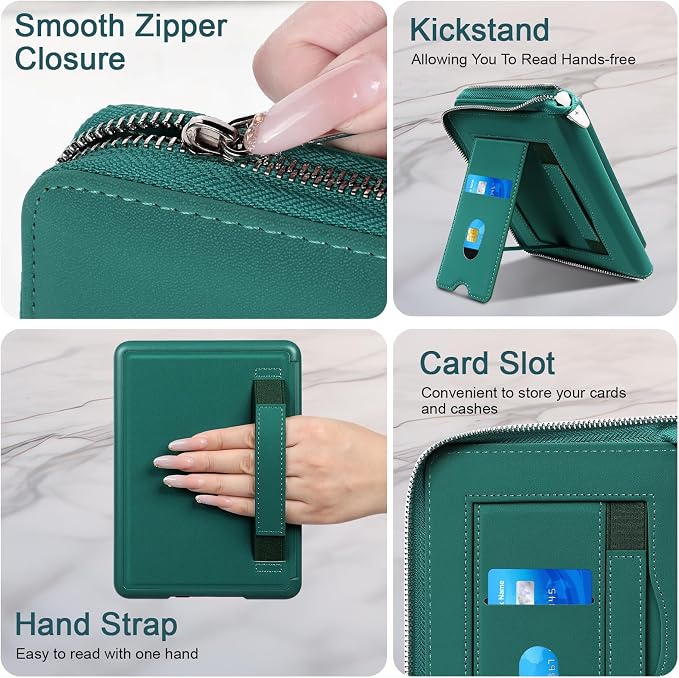 E NET-CASE Case for Kindle Paperwhite 12th Gen 2024 (7) &amp Kindle Colorsoft 2024/2025 (7)- Folder Design Business Handheld Design Cover with Zipper &amp Pen Holder (Black)