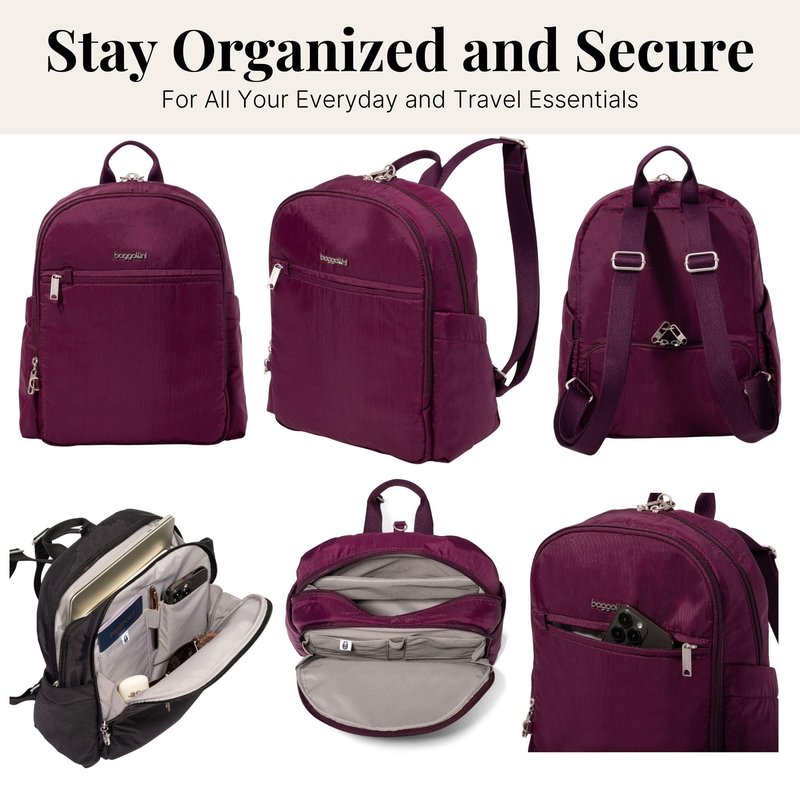 Securtex Anti-Theft Getaway Backpack - 9.4"x13"x5" Travel Safe Bag w/Locking Zippers, Slash-Resistant, RFID