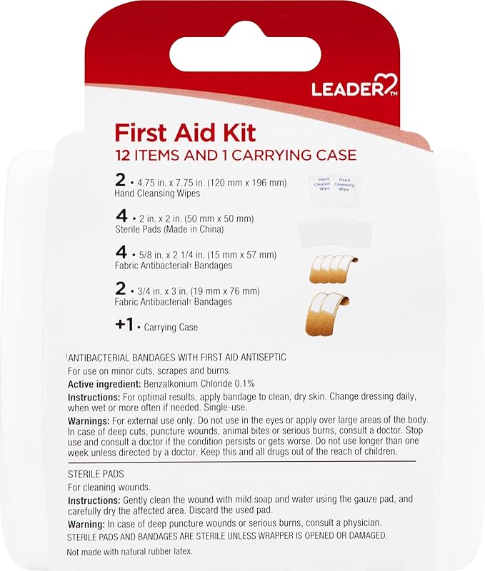 LEADER First Aid Kit, 12 Items, Pack-and-Go Convenience (Pack of 1)