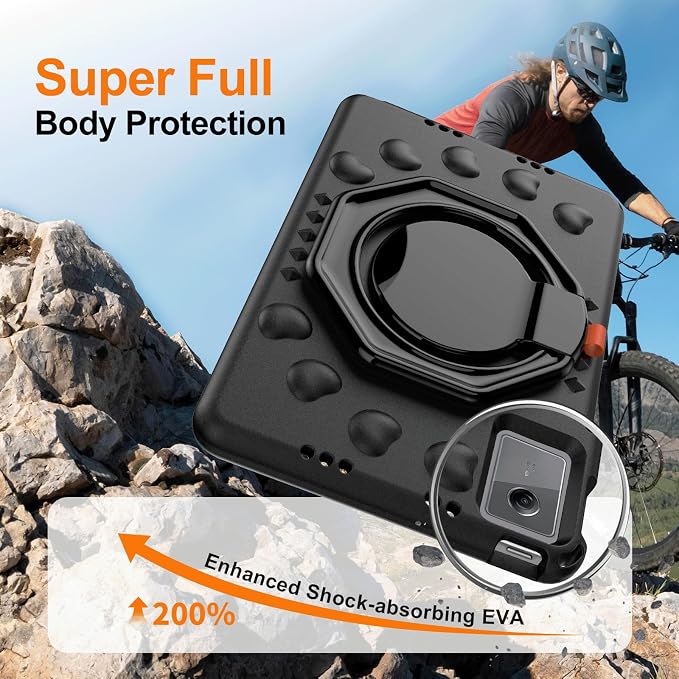 for Lenovo Idea Tab Plus Case 12.1 2025 with 360° Rotating Stand Handle and Pencil Holder New EVA Shockproof Cover for Kids Adults Home School Office Outdoor Black