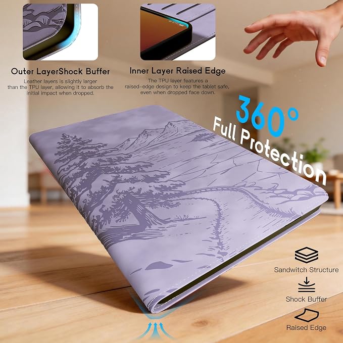 Galaxy Tab S10 Lite / S10 FE / S9 FE Case(10.9 Inch) Frozen Lake Premium Leather with Soft-Touch Feel Built-in Card Slots Adjustable Kickstand Slim and Lightweight ICY Blue