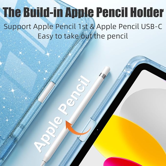 Akkerds for iPad 10th Generation Case 10.9 Inch 2024 - for iPad (A16) 11th Gen Case 11 Inch 2025 with Pencil Holder - Slim Trifold Stand Protective Cover with Crystal Clear Back - Gray