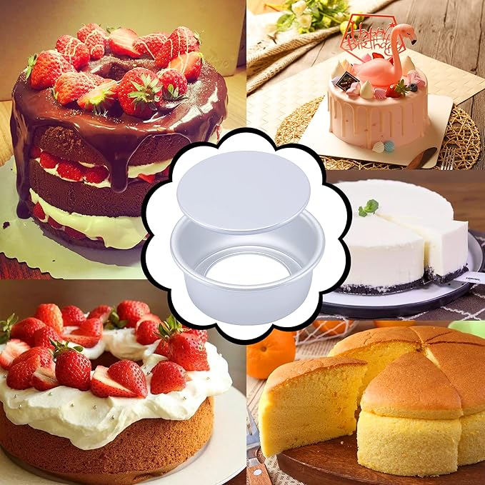 4 Inch Cake Pan Set of 8, Aluminum Mini Cake Pans & 100PCS Parchment Paper