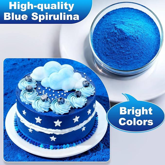 Blue Spirulina Powder - 40g Natural Blue Food Coloring, No Fishy Smell