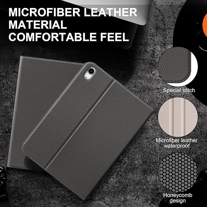 Leather Case for iPad Air 11 M2/M3/M4 &amp 10.9 4th/5th Gen Black | 2024-2026 2020/2022 Protective Shockproof Smart Cover Adjustable Stand Auto Wake/Sleep and Multiple View Angles