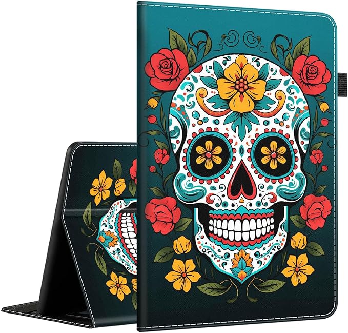 Case for Amazon Kindle Fire Max 11 Case (13th Gen 2023 Release) 11，Slim Fit Foldable Standing Cover Case with Auto Sleep/Wake for Fire 11 Max Tablet，Skull and Fire