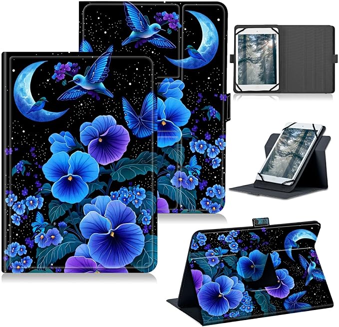 for Walmart Onn 10.1 2024 Onn 10.1 Gen 4 Universal Tablet Case 360 Degree Rotating Kickstand Protective Stand Case with Multiple Viewing PU Leather Shell Case Black Book Cat