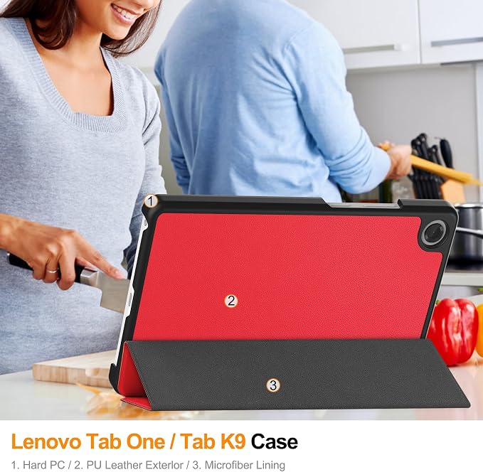 Smart Case for Lenovo Tab One / K9 8.7 Inch 2025 TB305XU/TB305FU Lightweight Trifold Stand Cover Auto Wake Sleep Blackish Green